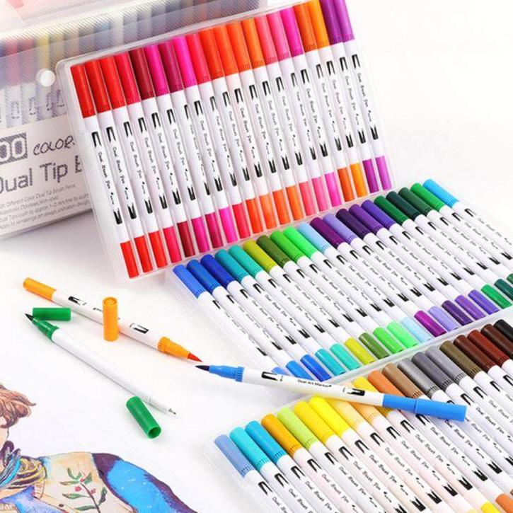 

Telah Hadir.. Slayershop Dual Tip Pulpen Sikat 24/48/60/100Warna Sketsa Menggambar Manga Dual Head spidol Warna Air Pena untuk Menggambar Animasi Mewarnai Books Desain Perlengkapan Seni