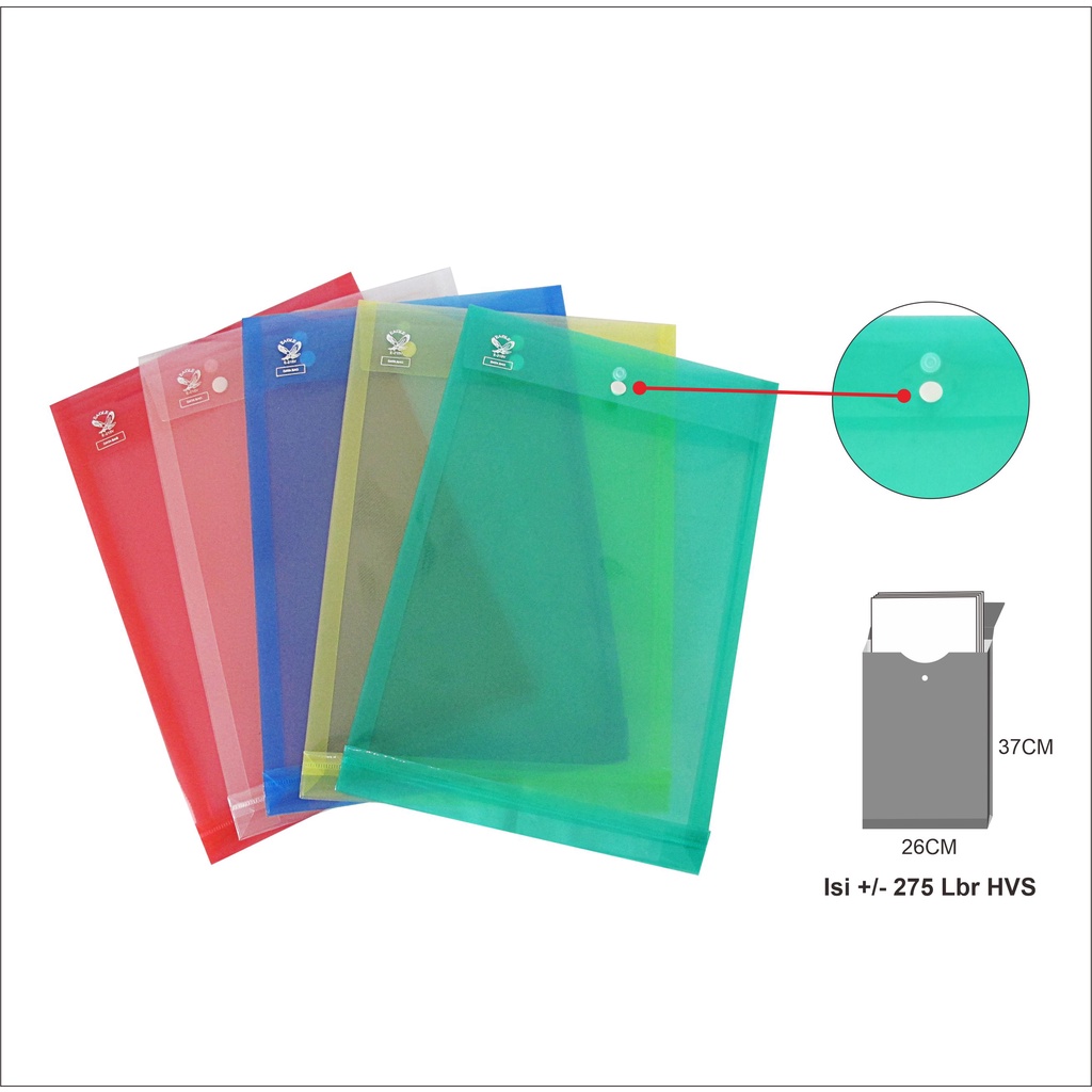 

Map Plastik Kancing / Data Bag / Document Bag File Vertical Folio EAGLE Isi 6 Pcs