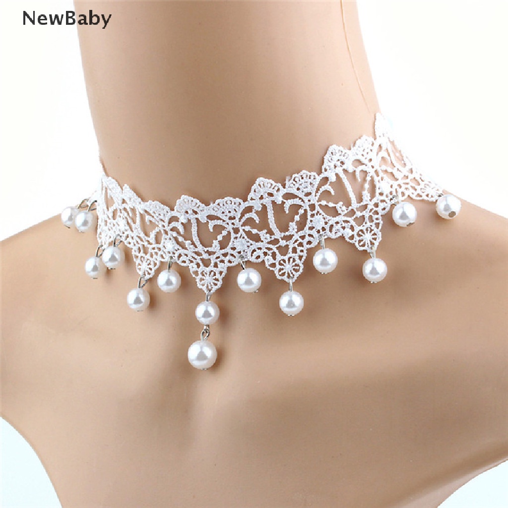 Newbaby Kalung Choker Lace Sexy Romantis Hias Mutiara Untuk Wanita