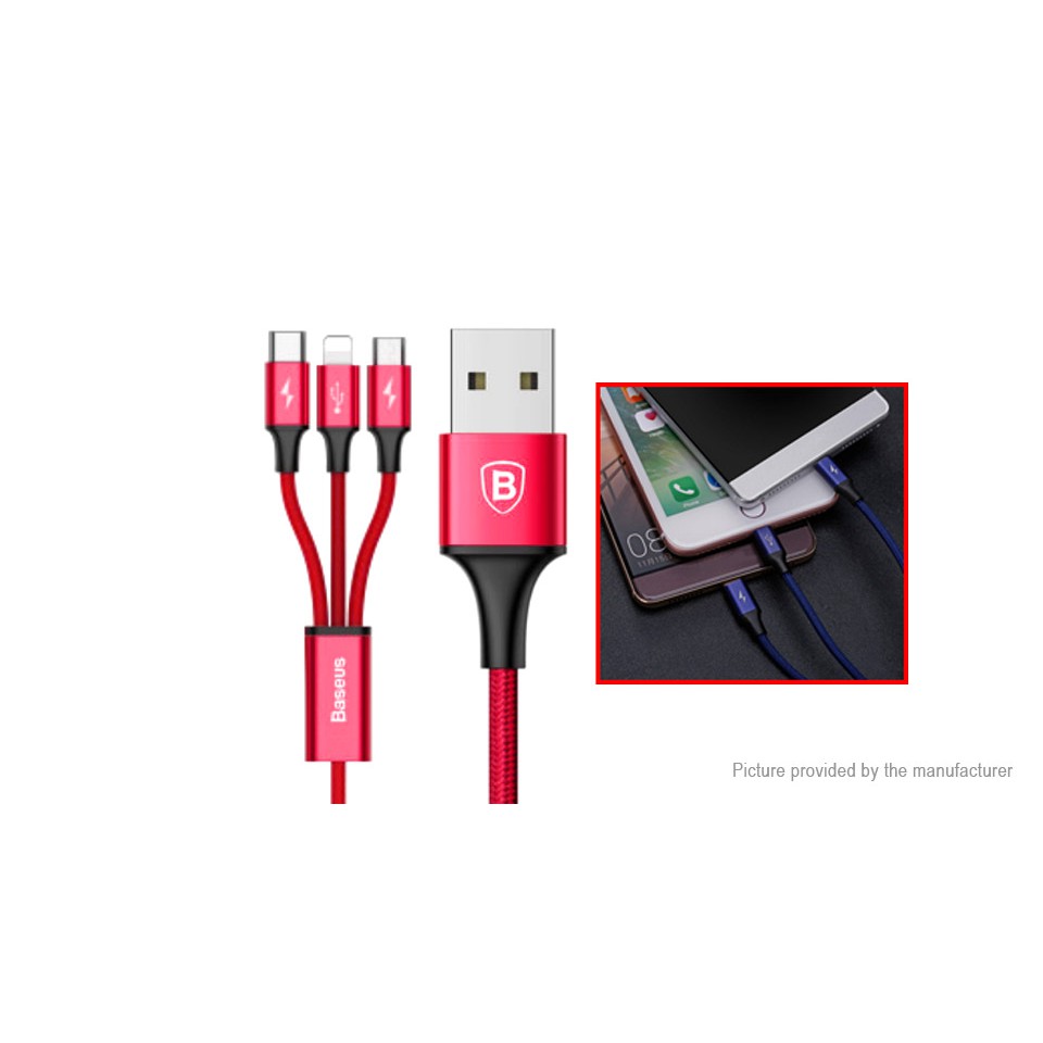 Baseus Rapid Series 3 in 1 Micro USB + Lightning + Type-C 3A 1.2M