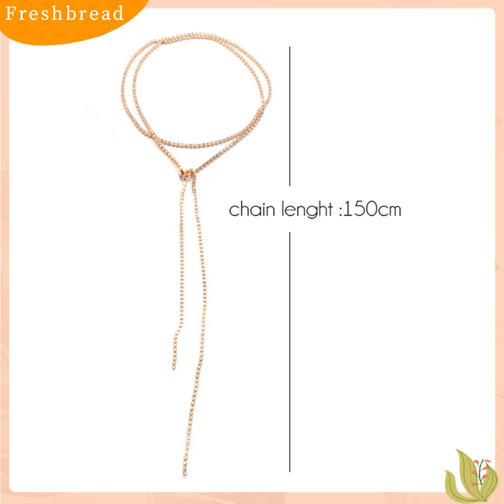 Fresh| Kalung Choker Panjang Aksen Berlian Imitasi Untuk Wanita