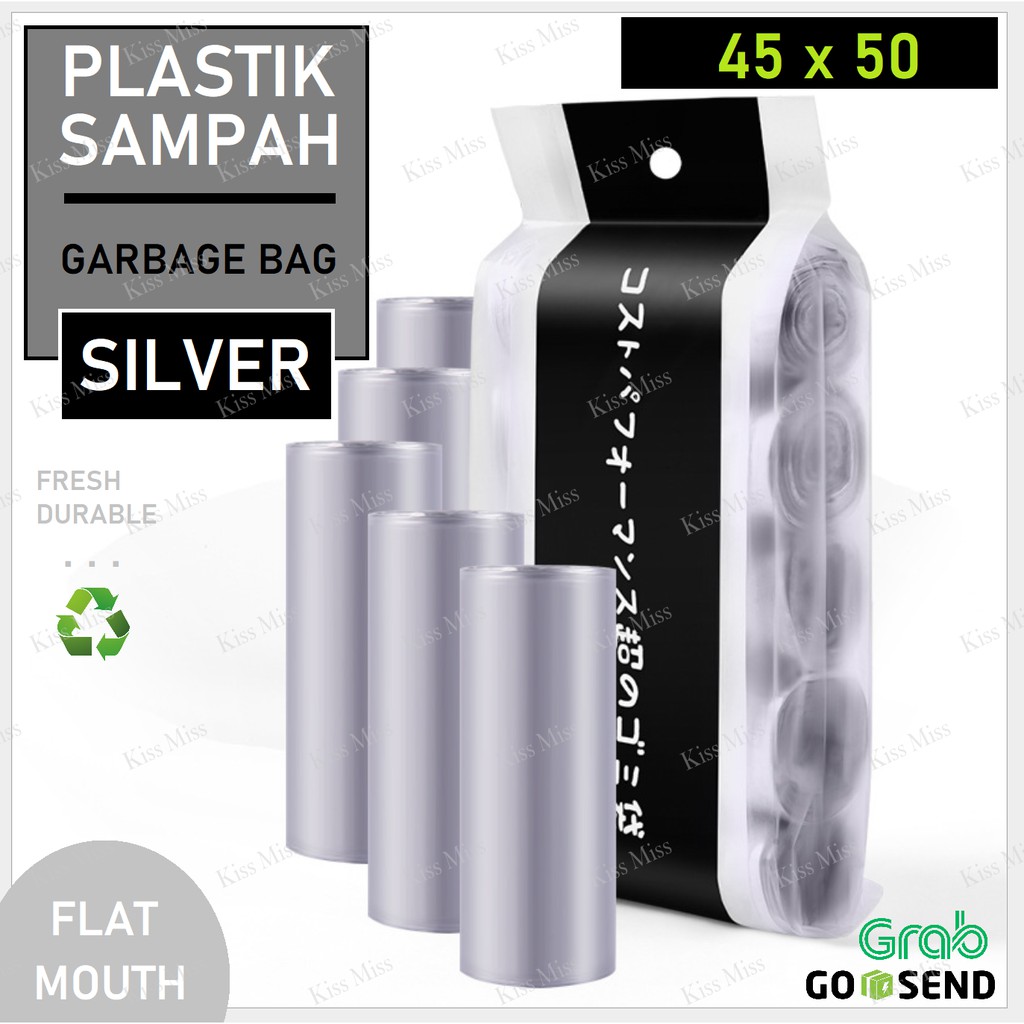 TRASH BAG - SILVER - 45x50 - Kantong Plastik SAMPAH TIPIS - GARBAGE ROLL - Plastik Ramah Lingkungan