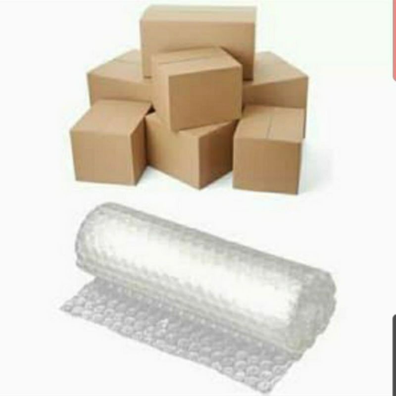 paking kardus dan bubble wrap