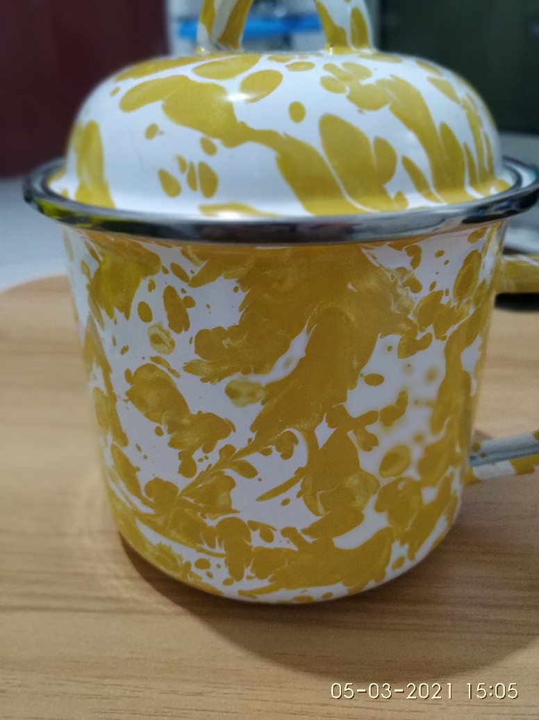 Fancy Bowl Enamel 14cm+tutup Plastik