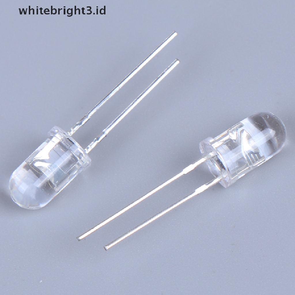 (whitebright3.id) 100 Pcs Lampu LED 5mm Warna Putih / Hijau / Merah / Biru / Kuning