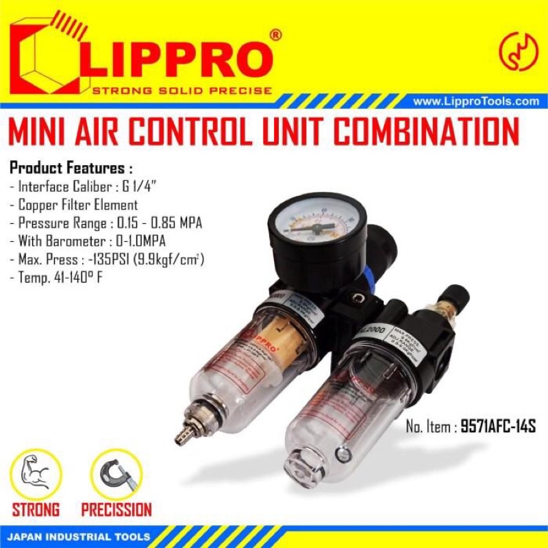 LIPPRO MINI AIR FILTER REGULATOR DOUBLE UDARA KOMPRESOR KOMBINASI