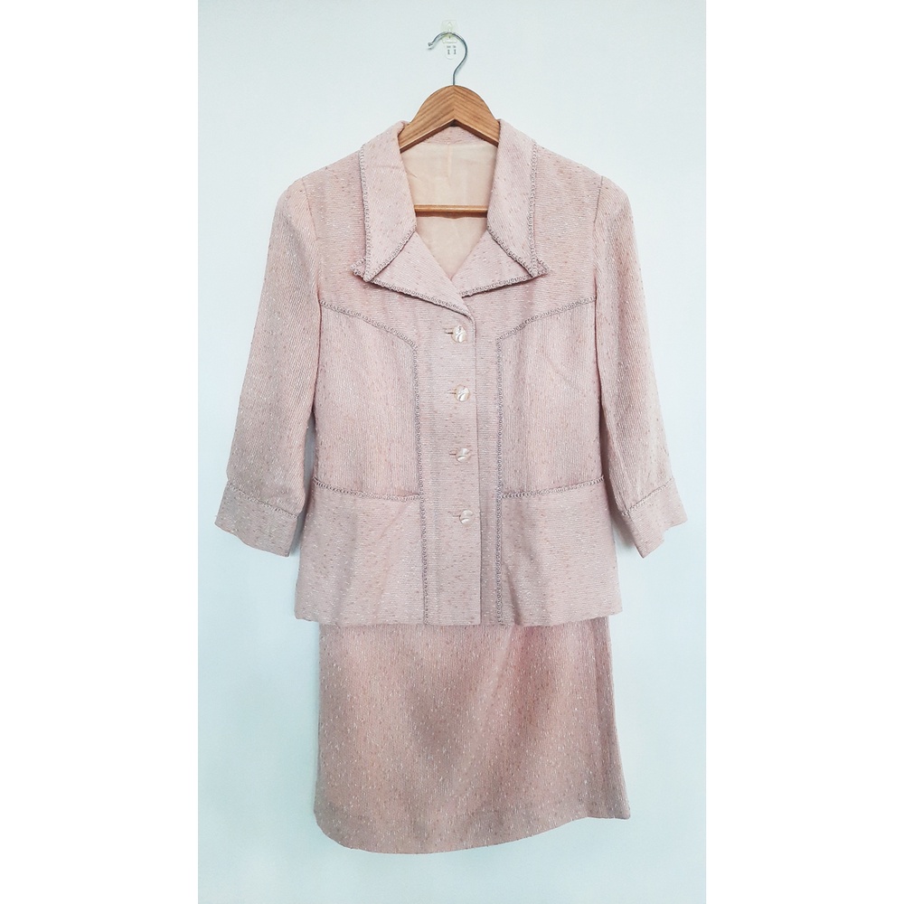 Setelan Kemeja Blazer Wanita Motif Abstrak Elegan