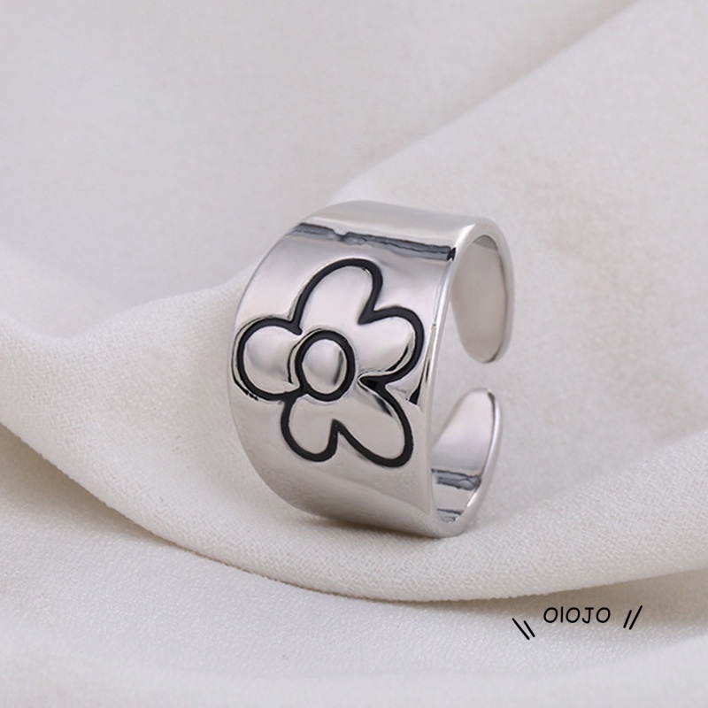 Cincin Model Terbuka Desain Bunga Daisy Kecil Gaya Simple Kreatif Untuk Wanita ol2