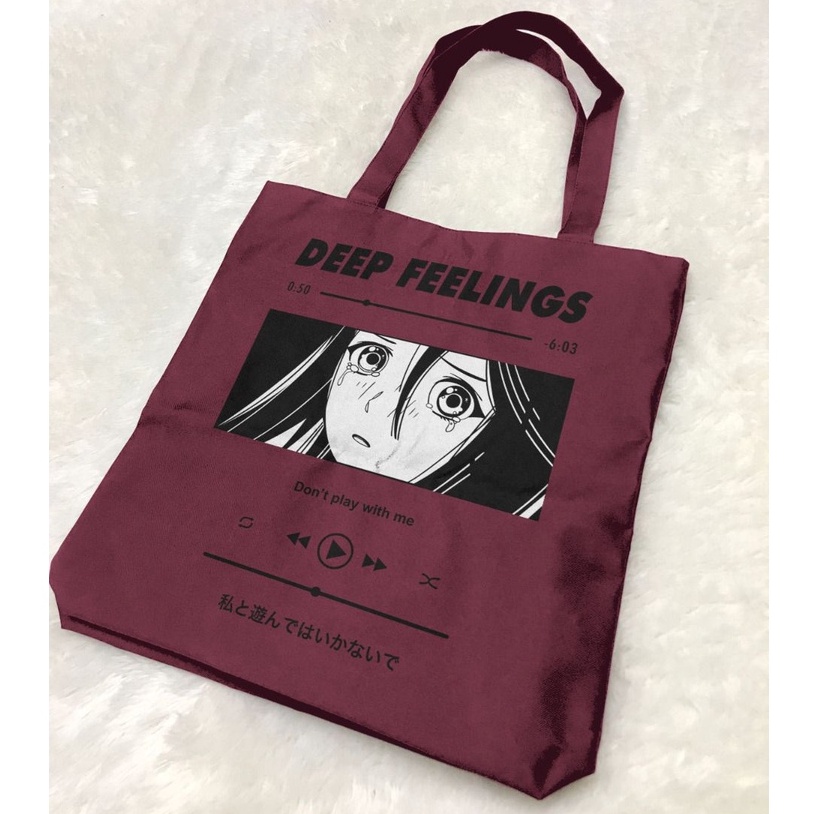 Totebag Deep Feelings Maroon Anime Manga Premium Unisex