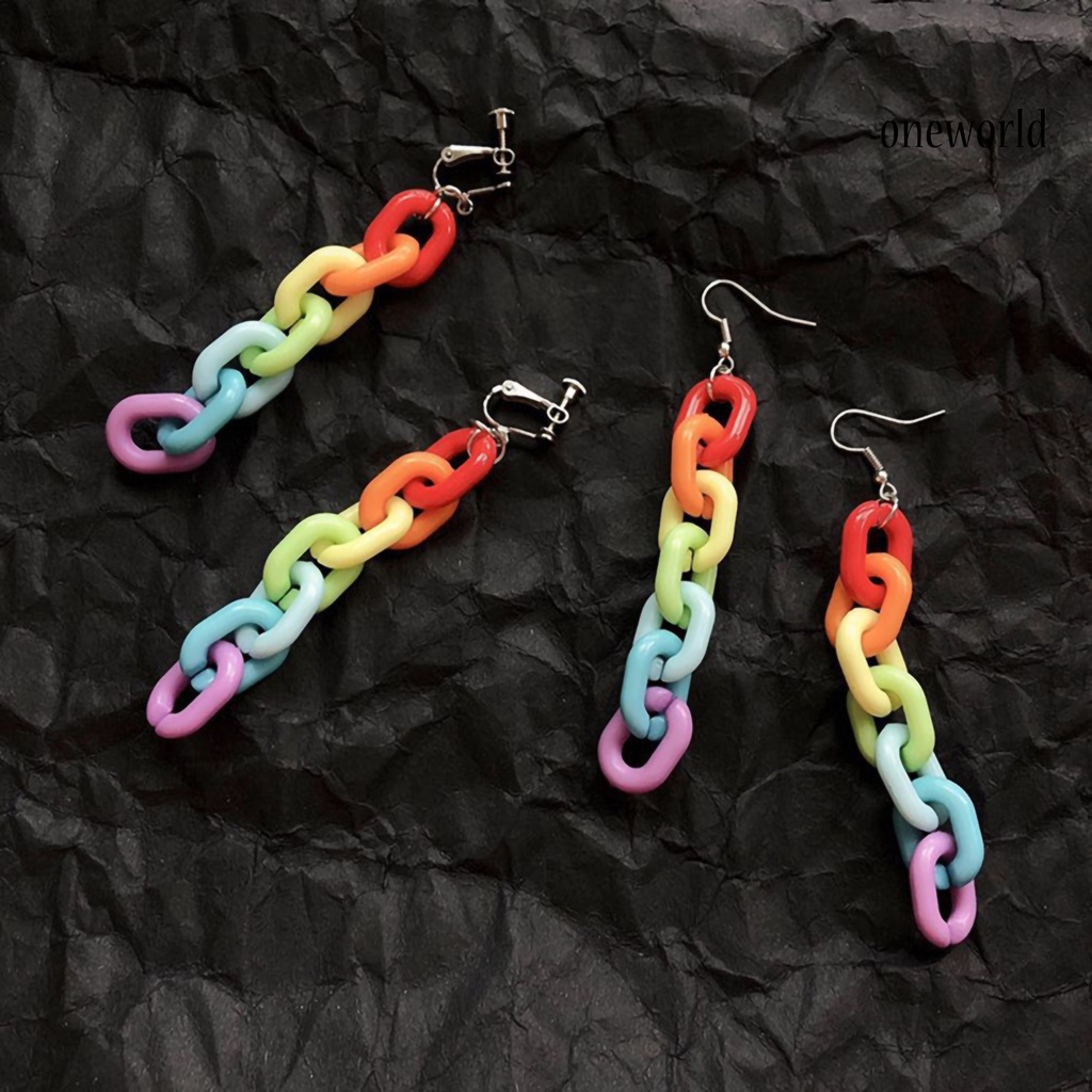 OW# Ear Hook Candy Color Creative Acrylic Long Dangle Stylish Ear Pendant for Party