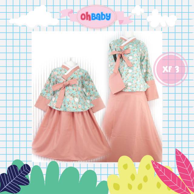 Gamis Hanbok Couple Ibu dan Anak Ohbaby Peach XF3