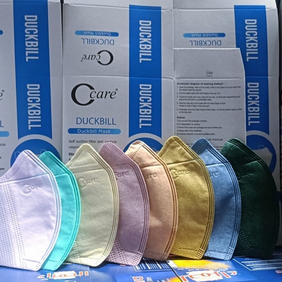 Masker Careindo Duckbil Garis Campur Warna 1 Box isi 50pcs | Duckbill Mask 1Box 50 pcs