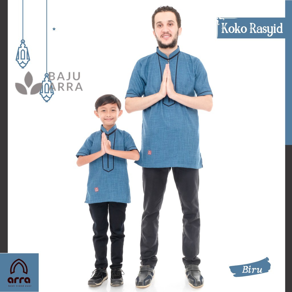BAJU ARRA - Koko Muslim Couple Anak dan Ayah Series Rasyid Original Brand Arra