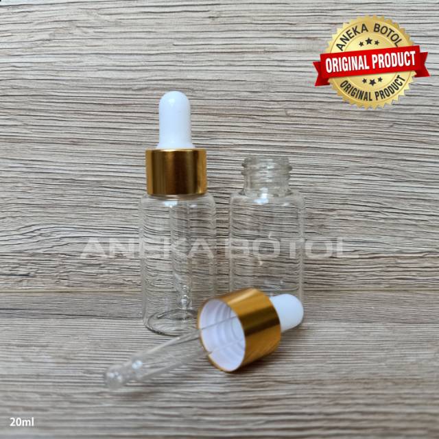 BOTOL PIPET KACA 20 ML BENING RING GOLD / BOTOL AMBER / BOTOL SERUM