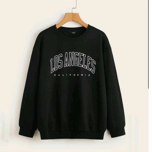 Sweater Oversize Wanita Los Angeles California Crewneck Jumper
