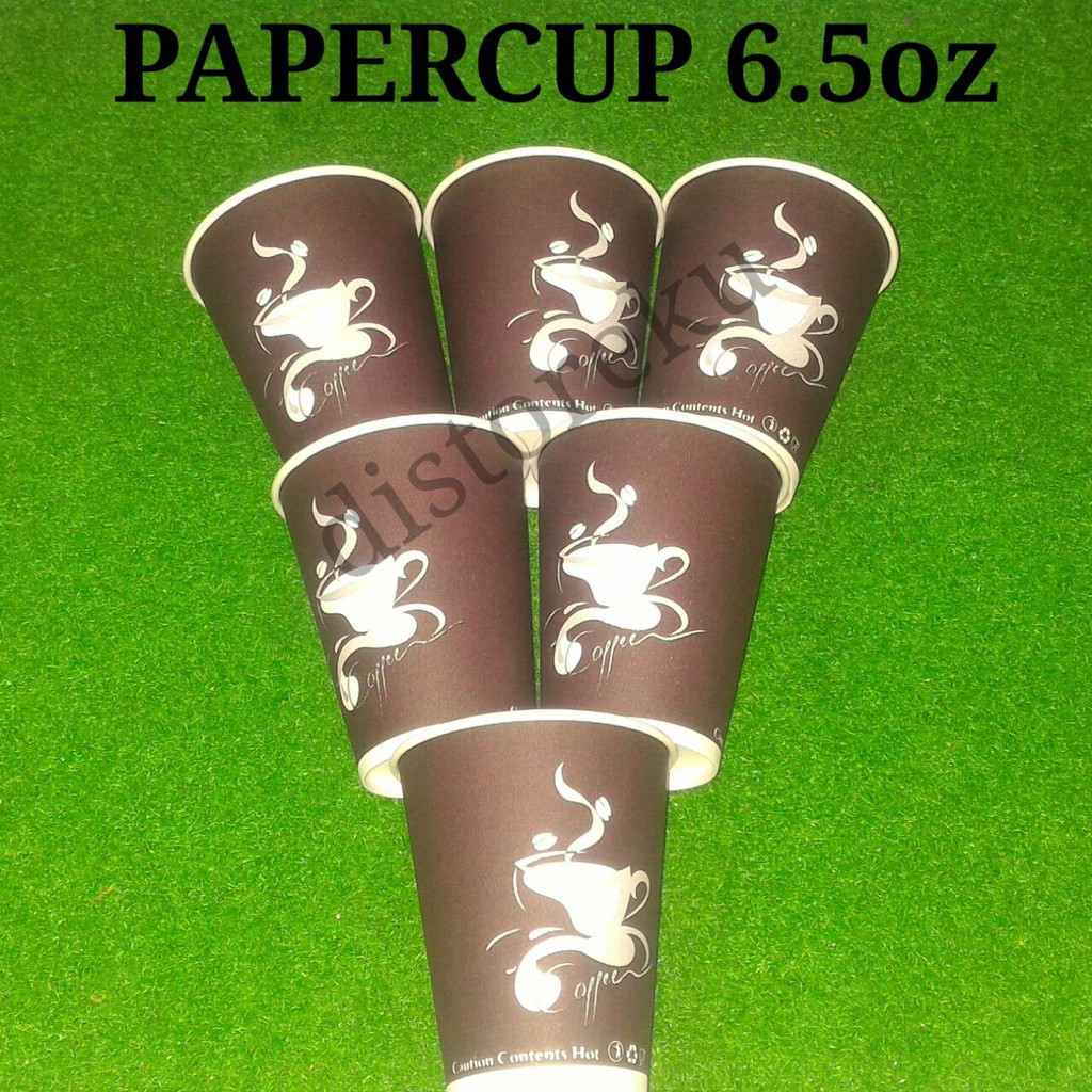 isi 50pcs Gelas Kertas Foam Paper Cup 6.5oz Motif Hot Coffe Kopi Teh Panas TANPA TUTUP