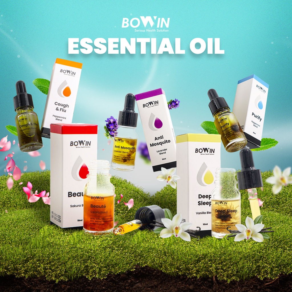 Bowin Essential Oil + Dry Flower | 100% Organic &amp; Therapeutic - Water Based Aromatherapy | (Humidifier, diffuser, air purifier)