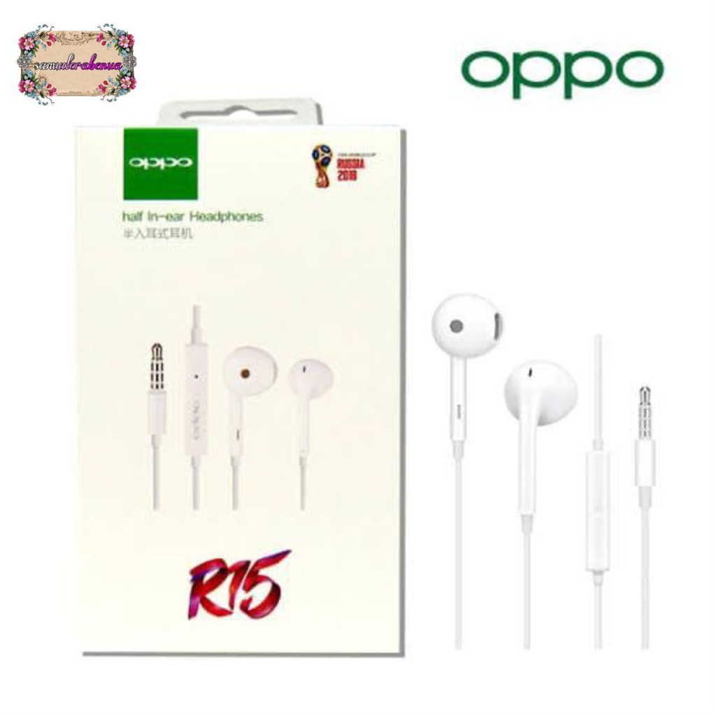 Headset Headsfree earphone OPPO R15 Original 100% A12 A11K A52 A53 A5 A9 F1S F11 F11PRO A5S F9 SB953