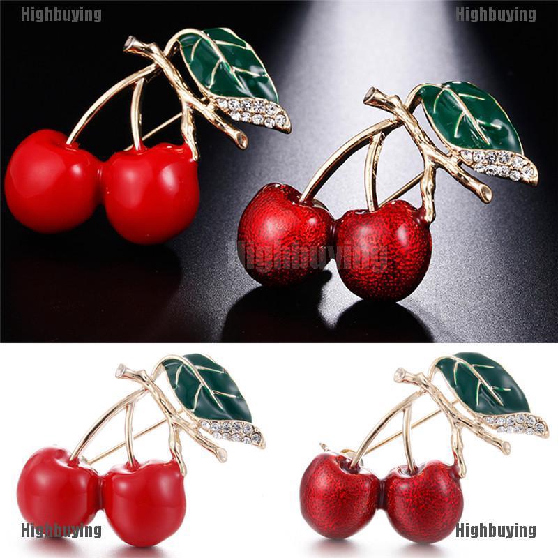 Hbid glory Bros Pin Bentuk Buah Ceri Merah Bahan Metal