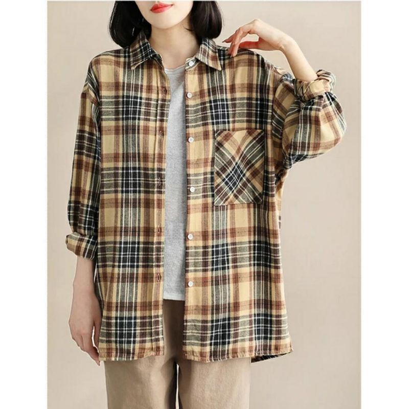 8930 kemeja Giordana Flannel Plaid Import