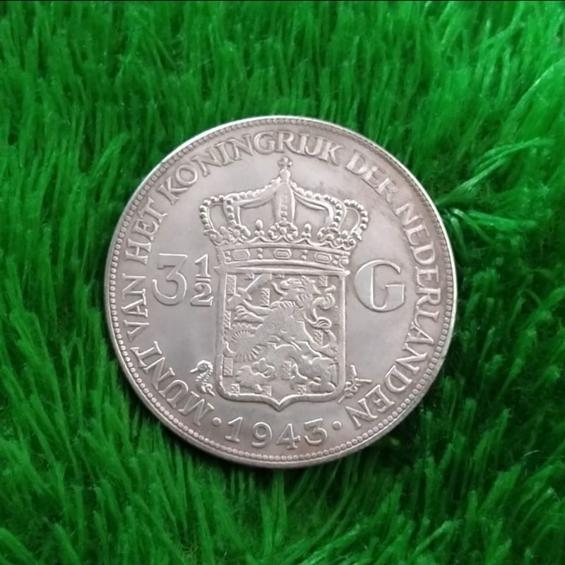 Koin 3 setengah Gulden Wilhelmina 1943 FAKE