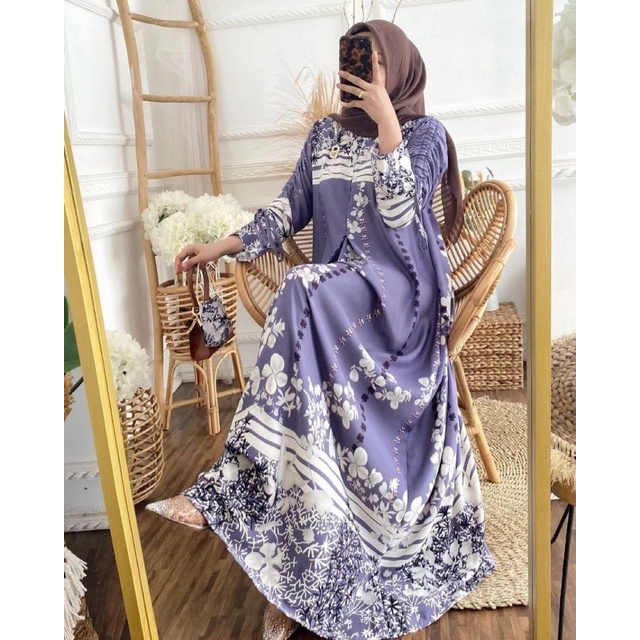 Gamis Anggrek M/L/XL/XXL/JUMBO Dress Pesta Syar'i Raya Lebaran Tali Serut Cantik Elegan