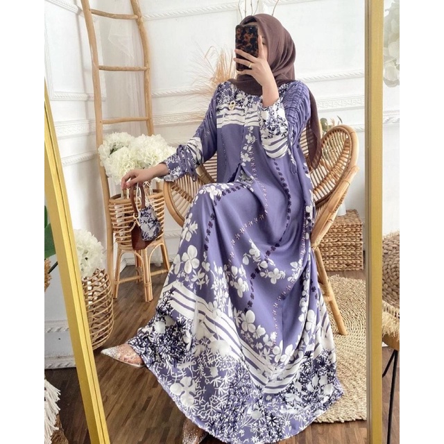 Gamis Maxmara Anggrek M/L/XL/XXL/JUMBO Dress Pesta Syar'i Raya Lebaran Tali Serut Cantik Elegan