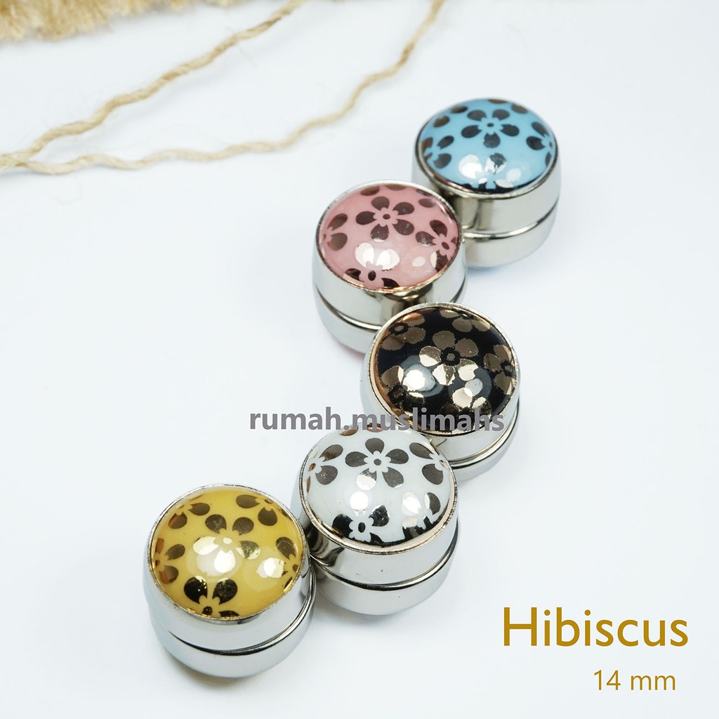 Pin magnet hijab turki HIBISCUS 14 mm bros brooch magnet jilbab turkey jepit kerudung premium asli