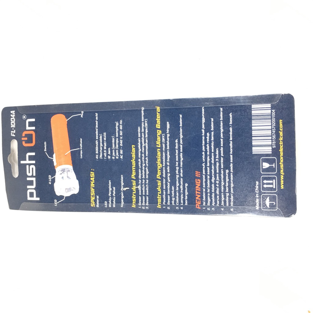 Senter Tangan Cas Push On FL1004A 1004 FL1004 LED Awet