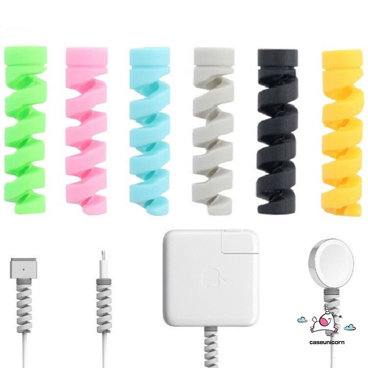 5pcs Kabel Data / Charger Spiral untuk Cable Winder Saver for iPhone / oppo / vivo / Huawei / Samsung