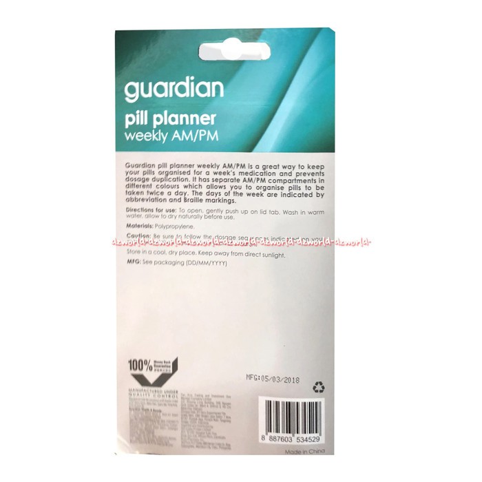 

Buruan Beli - Guardian Pill Planner Weekly Kotak Penyimpan Obat Untuk Satu Minggu