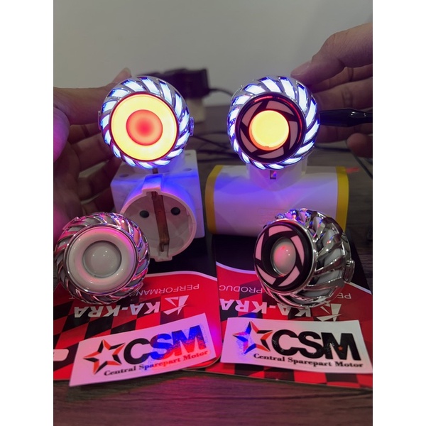 Lampu Stop Rem Belakang Projie Rainbow Spiral Bulat Kotak Universal