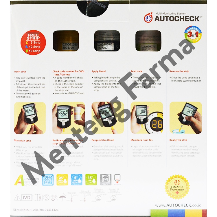 Autocheck 3in1 Alat Test Kolesterol, Gula Darah, Asam Urat