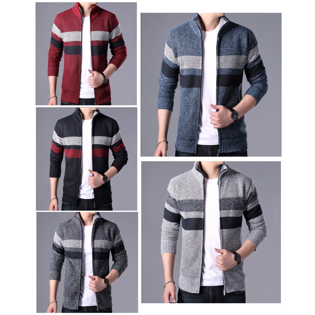 ~Sweater Rajut"Sweater Rajut Pria Resleting Full Polet Twist"