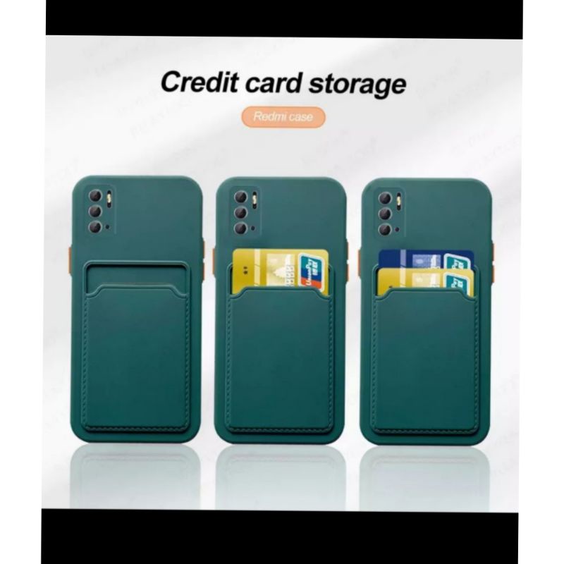 POCO M3 Silikon Case Casing Card Slot Kartu Caque Ponsel Polos Warna