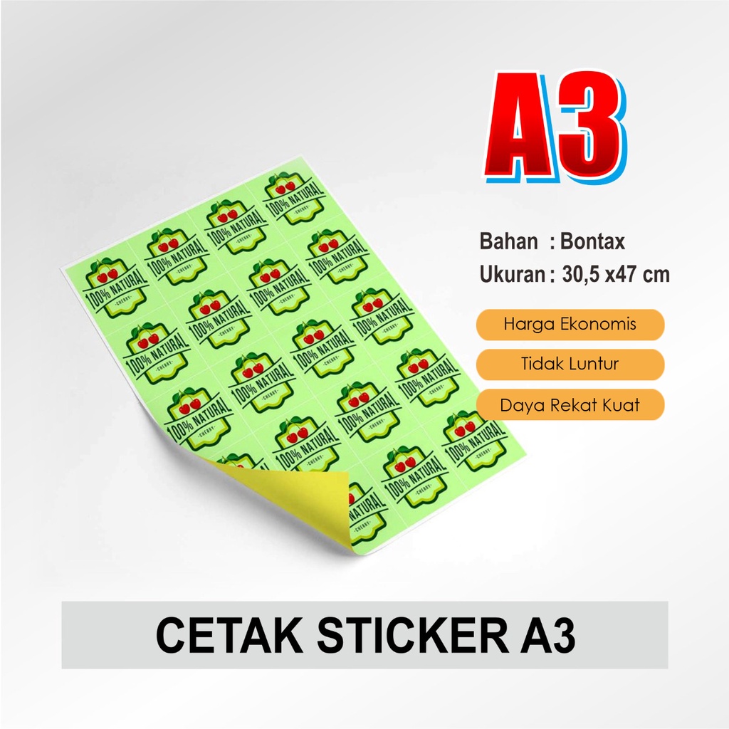 Cetak Stiker Kromo A3+ Jasa Print Bontak Label Logo Printer Laser