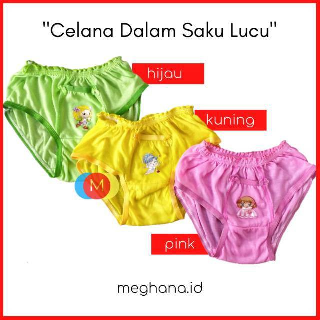 CD Celana Dalam Anak Cewek 1-2 Tahun Saku Lucu Celana Dalam Anak Murah CD lokal CD Frog M L 3L