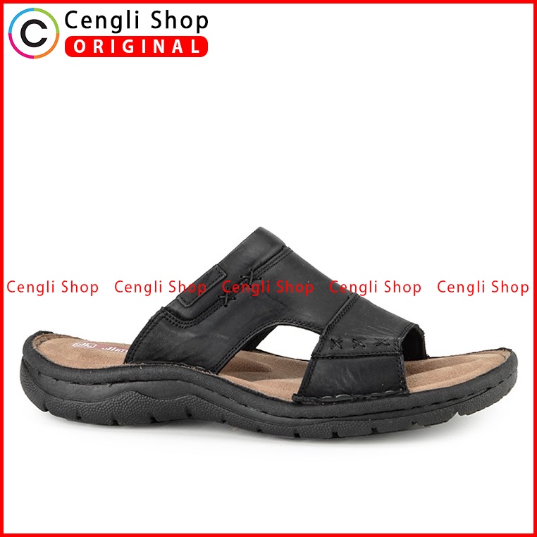 SANDAL CASUAL JIM JOKER PRIA ORIGINAL SLIDE KULIT BRANDED HITAM JJ42