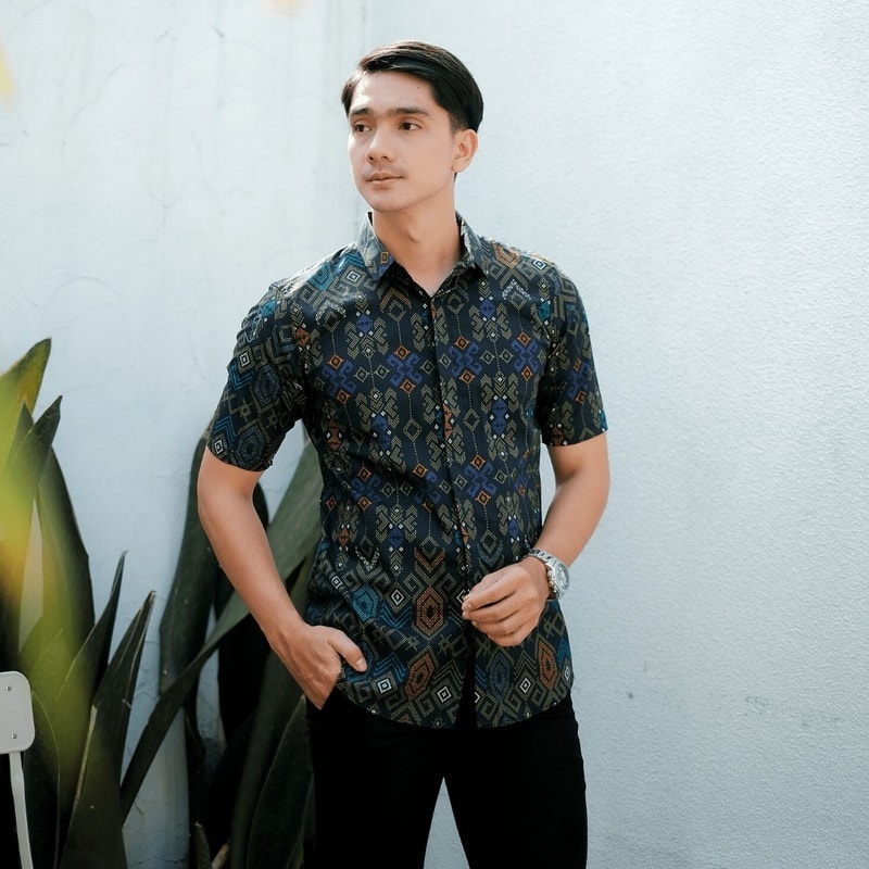 KEMEJA BATIK PENDEK SONGKET M L-3XL MURAH