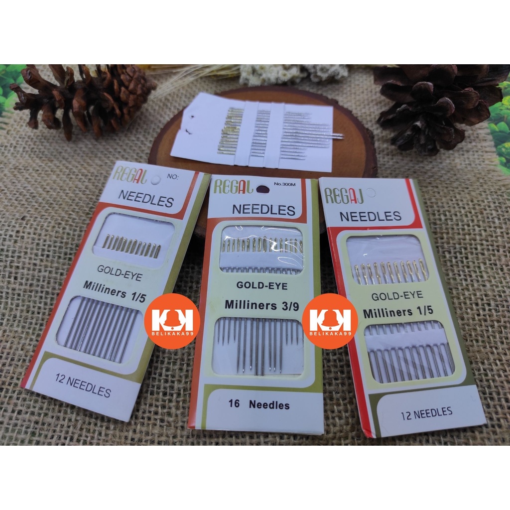 JARUM JAHIT TANGAN REGAL NEEDLES GOLD EYE ISI 16PCS UKURAN CAMPUR DAN ISI 12PCS UKURAN BESAR / JARUM REGAL MILLINERS 1/5 DAN MILLINERS 3/9 / JARUM REGAL BESAR / JARUM REGAL CAMPUR / JARUM REGAL KECIL BESAR / JARUM JAHIT REGAL / JARUM REGAL