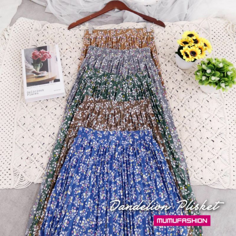 Eok Plisket Terbaru Murah Modis Kekinian Motif Bunga Dandelion Plisket by Fashion Hijab Solo