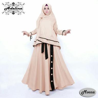 ADELINA SYARI (EP) BAJU MAXI DRESS MUSLIM LENGAN PANJANG GAMIS WANITA DEWASA KEKINIAN GROSIR MODERN