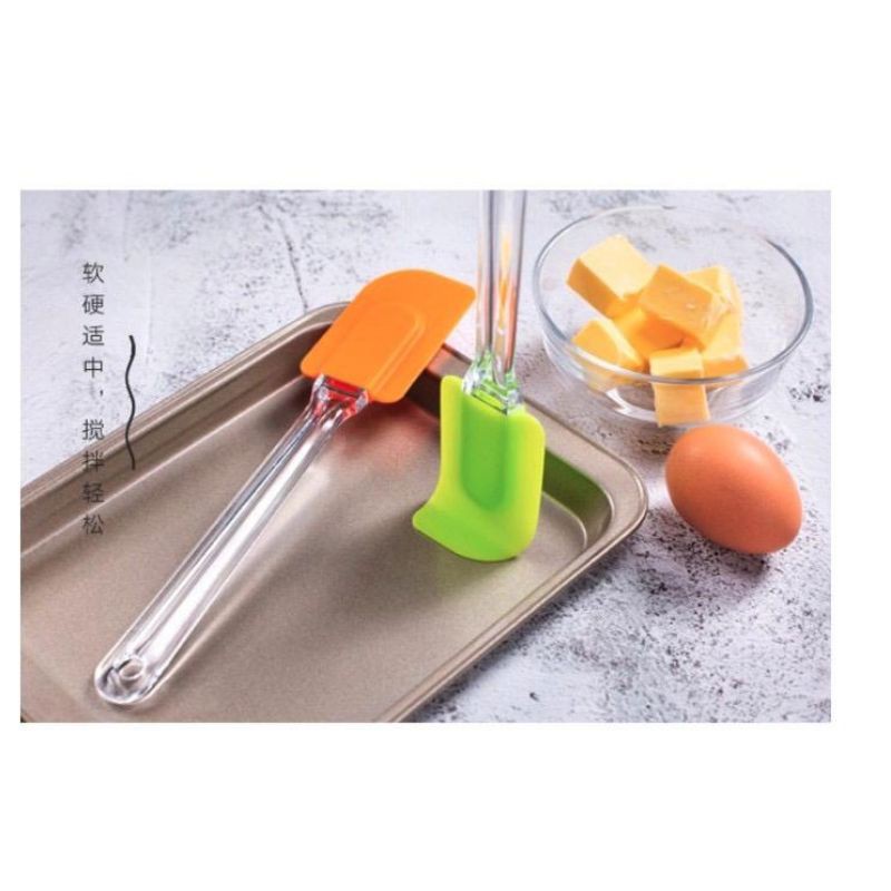 Spatula Silikon Tahan Panas Anti Lengket Bahan Food Grade Gagang Bening