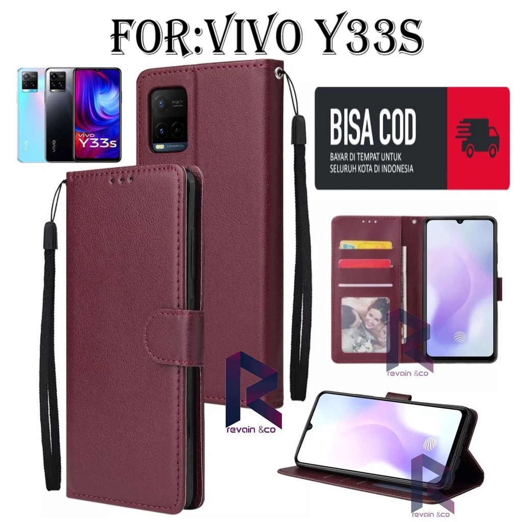 NEW VIVO Y33S CASE FLIP WALLET LEATHER KULIT PREMIUM SARUNG BUKA TUTUP FLIP CASE VIVO Y33S