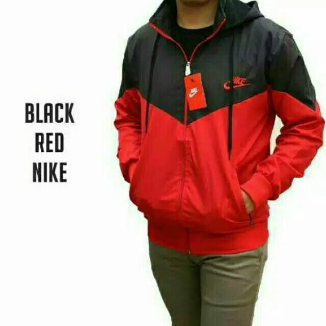Jaket Parasut Nike Kombinasi (Hitam - Merah, Merah - Hitam)