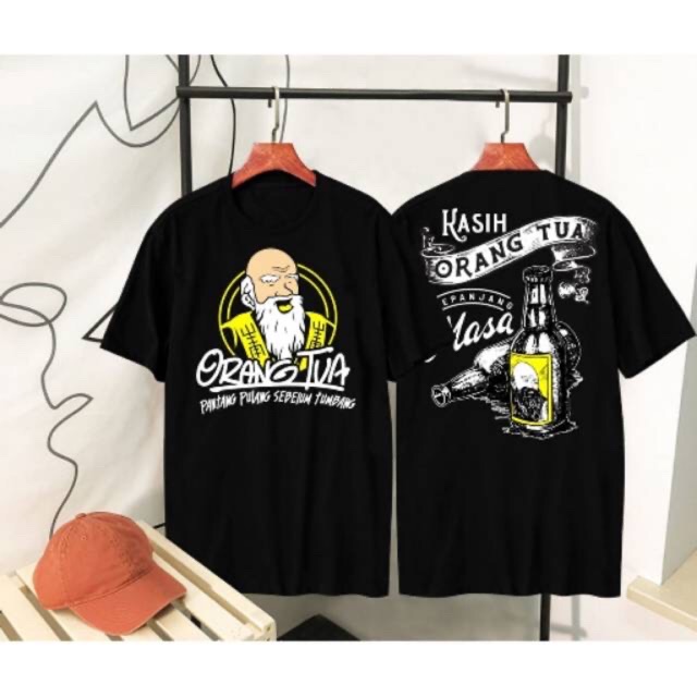 E18 KAOS ORANG TUA PANTANG PULANG SEBELUM TUMBANG  KAOS  