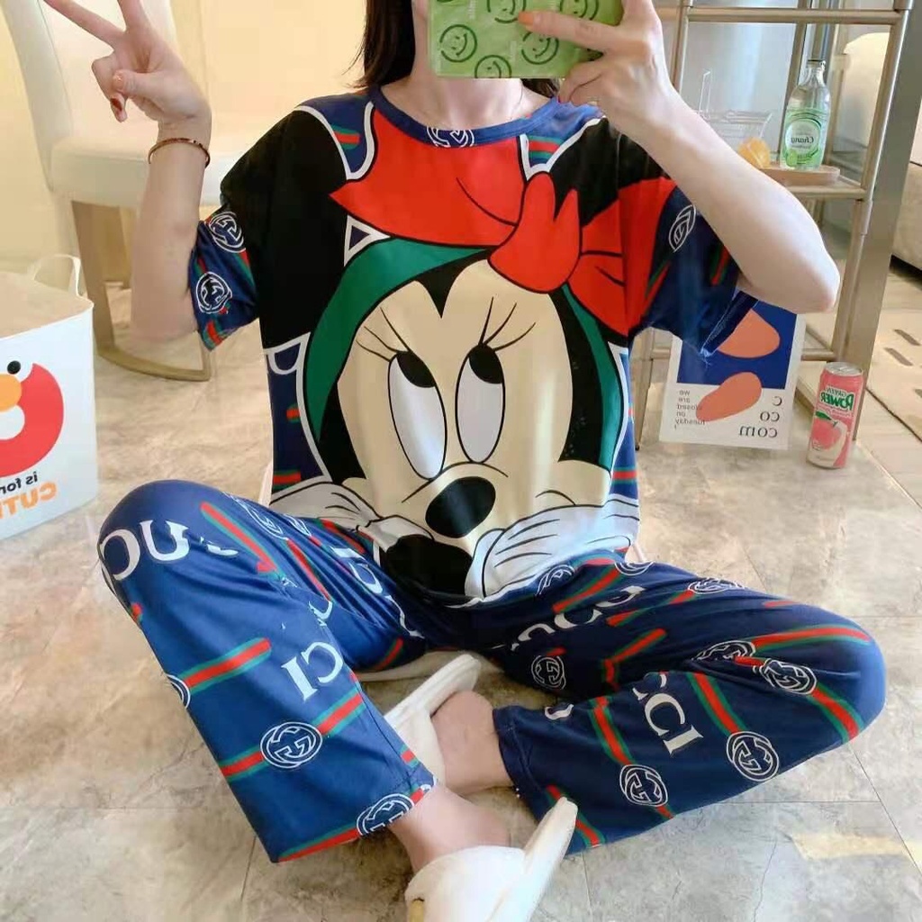ZF ❤BISA COD-TERMURAH❤Baju Tidur Wanita Dewasa / Piyama Wanita Dewasa Guccii Minniee Bow