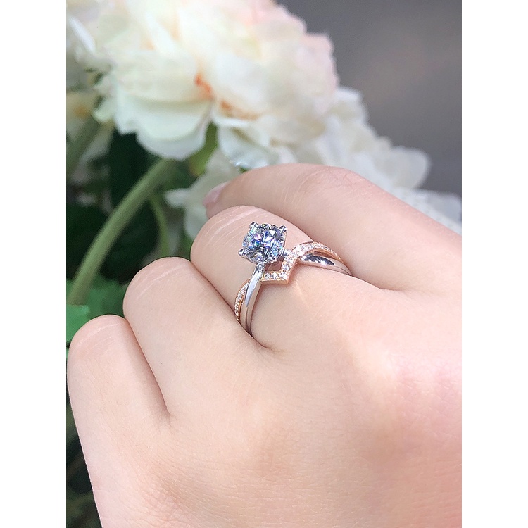 perak asli 925 cincin Wanita Kreatif rose gold kesederhanaan Cincin yang dapat disesuaikan Perhiasan Fashion CCC80