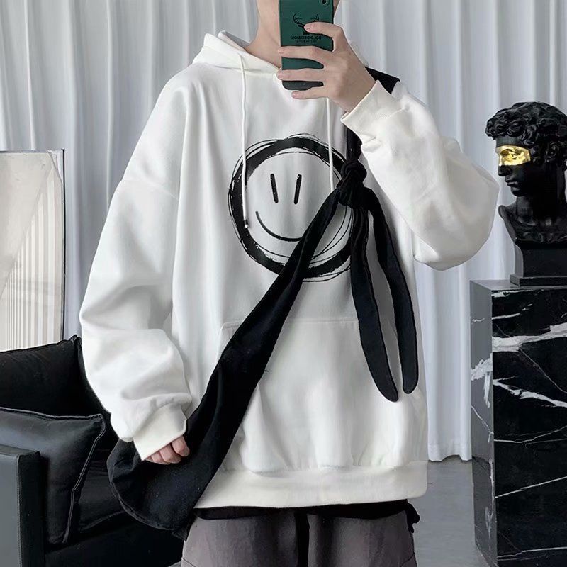 Hoodie SMILE Big Size (S - 6XL) Jacket Boy Girl Oversize S M L XXL XXXL 4XL 5XL 6XL Smiley Unisex Korean Harajuku Style Fleece Premium Lilac Putih Hitam Abu Paralon Jaketin Aja Jumbo