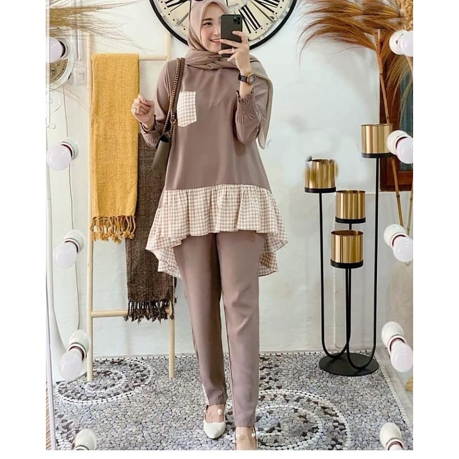 KIYOMI - Baju Setelan Wanita Kekinian Jumbo Terbaru Import Kemeja Muslim Dewasa Korea Murah  Kondang